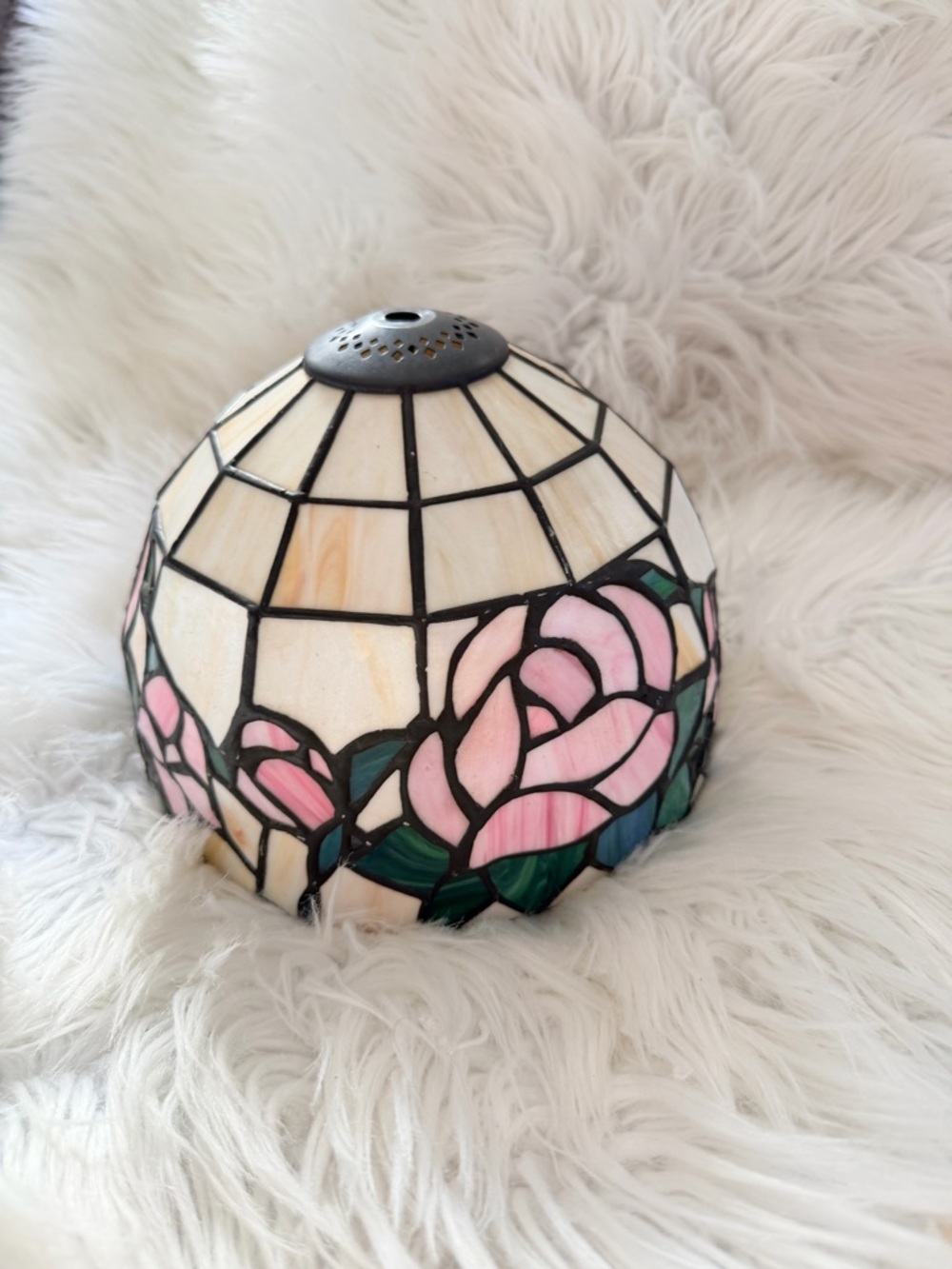 Stained Glass Tiffany-Style Pink Rose Lamp Shade - Home Accents